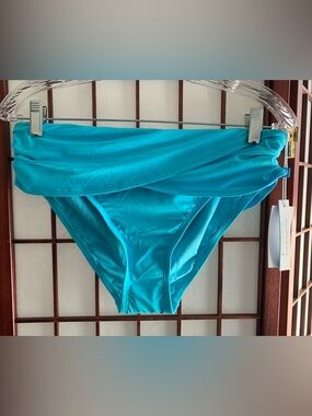 NWT BLEU ROD BEATTIE TURQUOISE BLUE OVERLAY BIKINI BOTTOMS IN SIZE 8